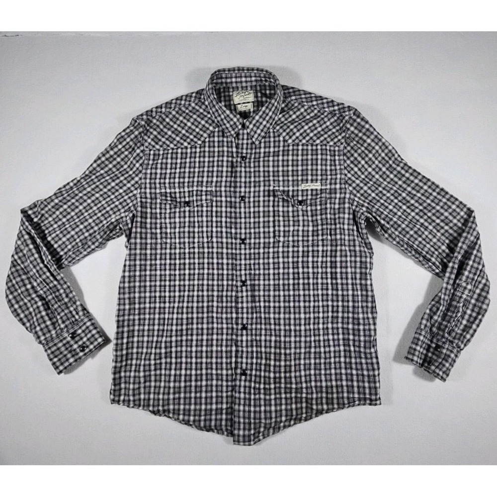 Lucky Brand Pearl Snap Western Long Sleeve Button Up Men Large Shirt 100% Cotton